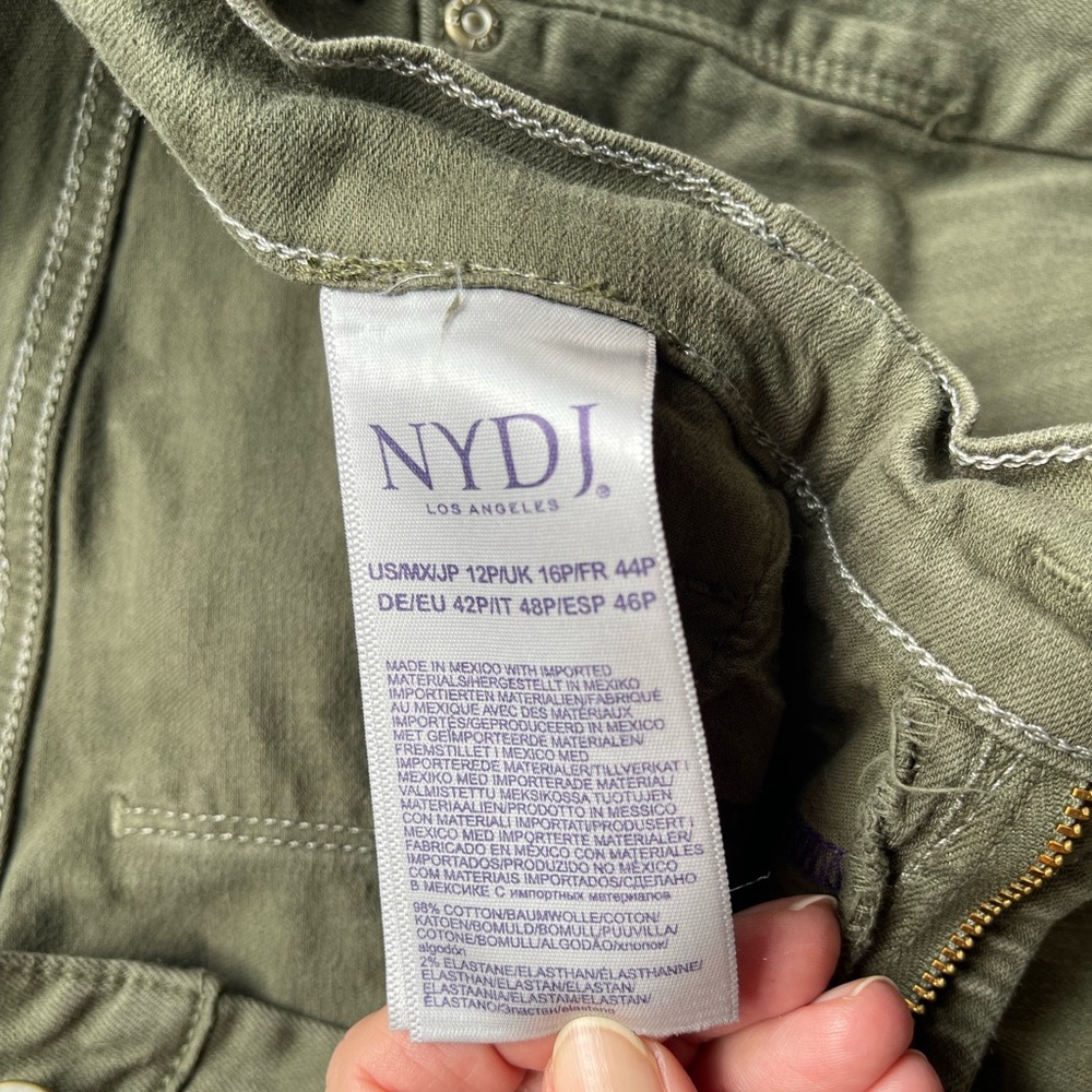 NYDJ Dayla Wide Cuff Capri Lift Tuck Solid Olive 12P Summer Casual Designer - Picture 5 of 7